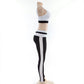 Patchwork Fitness Yoga Sportswear Set For Women Crop Top Leggings Pants Suit Gym Fitness Jogging Slim Tracksuit Outfits Clothing-3